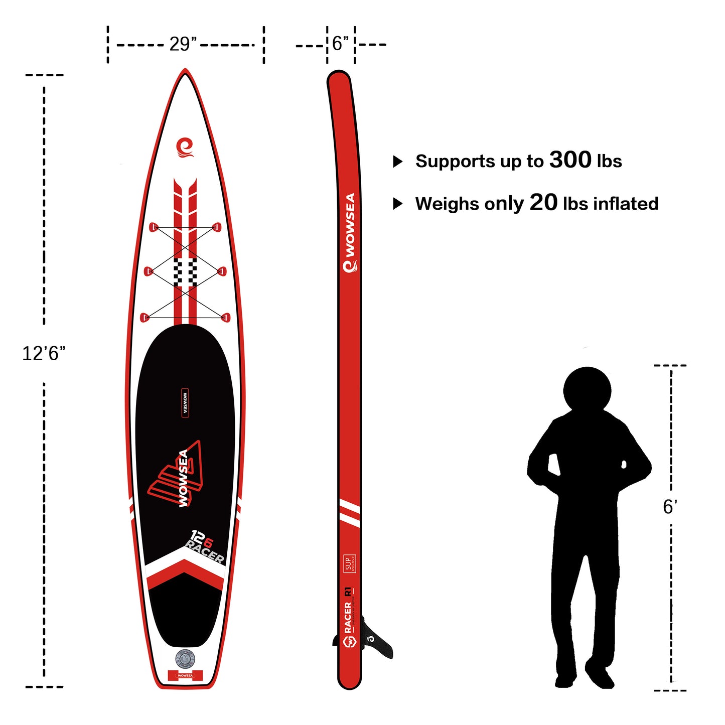 Tavola SUP sportiva Racer R1 12'6"/384 cm